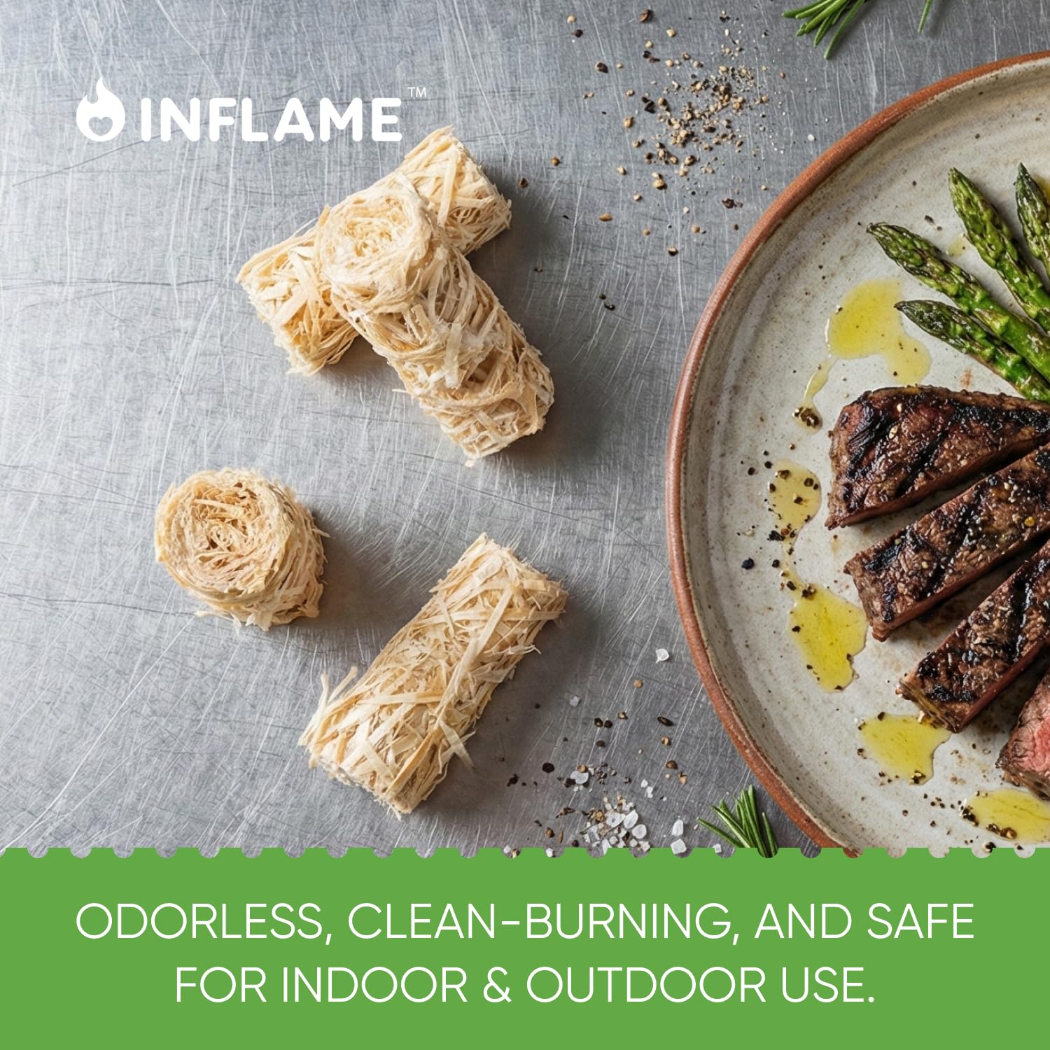 Inflame Fire Starters used in BBQ grill