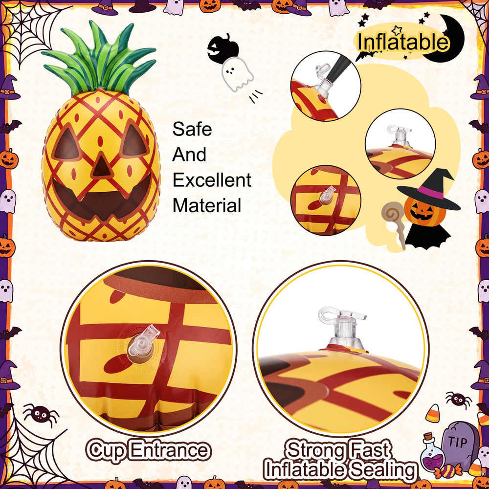 Inflatable pineapple beach ball inflated showing vibrant colours