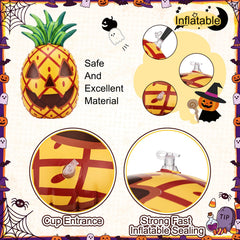 Inflatable pineapple beach ball inflated showing vibrant colours