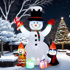 Inflatable snowman with snowflake projection lights