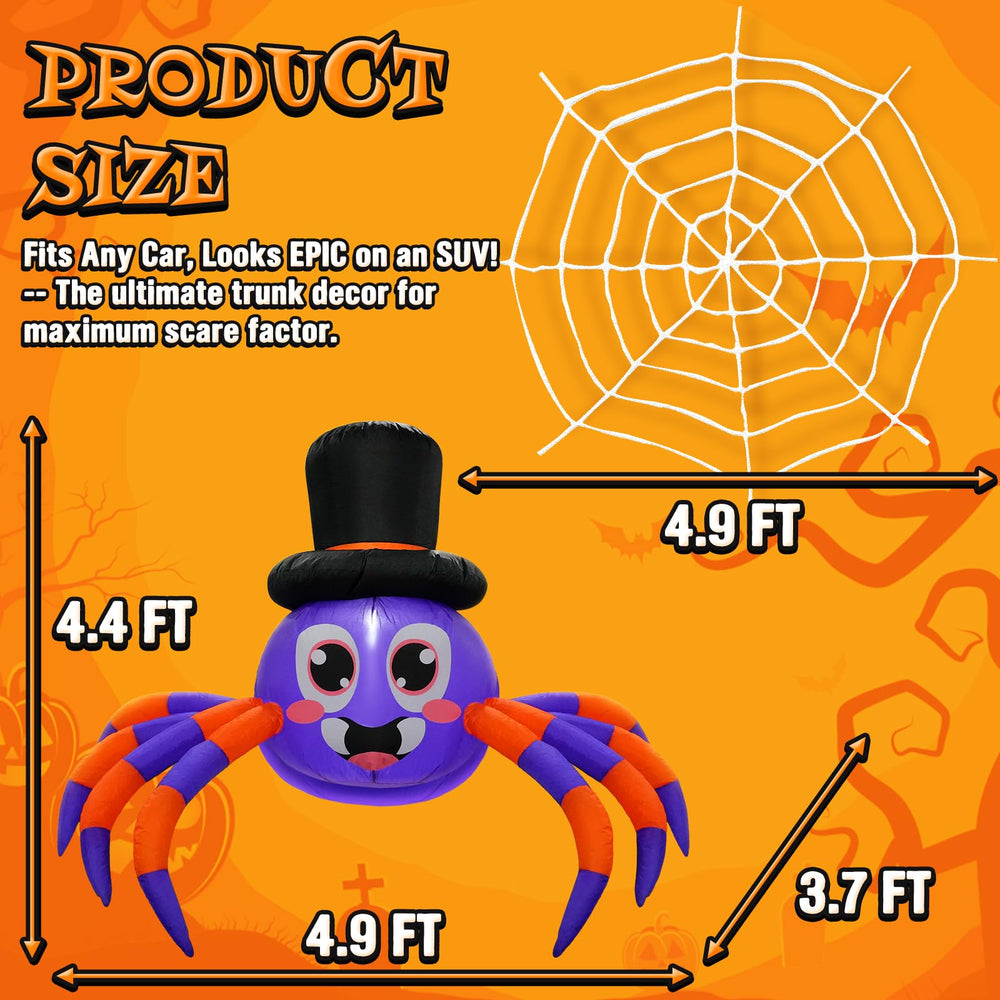 Inflatable spider secured with ropes and suction cups