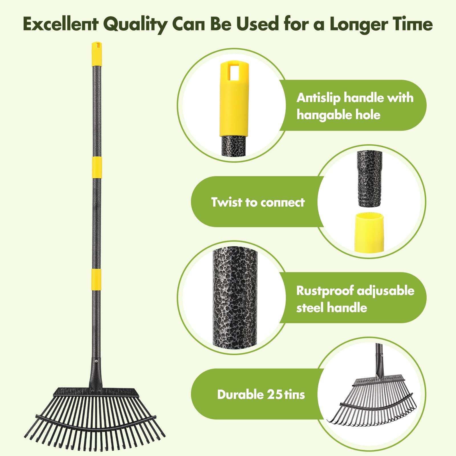 INFLATION Leaf Rake disassembled for easy storage