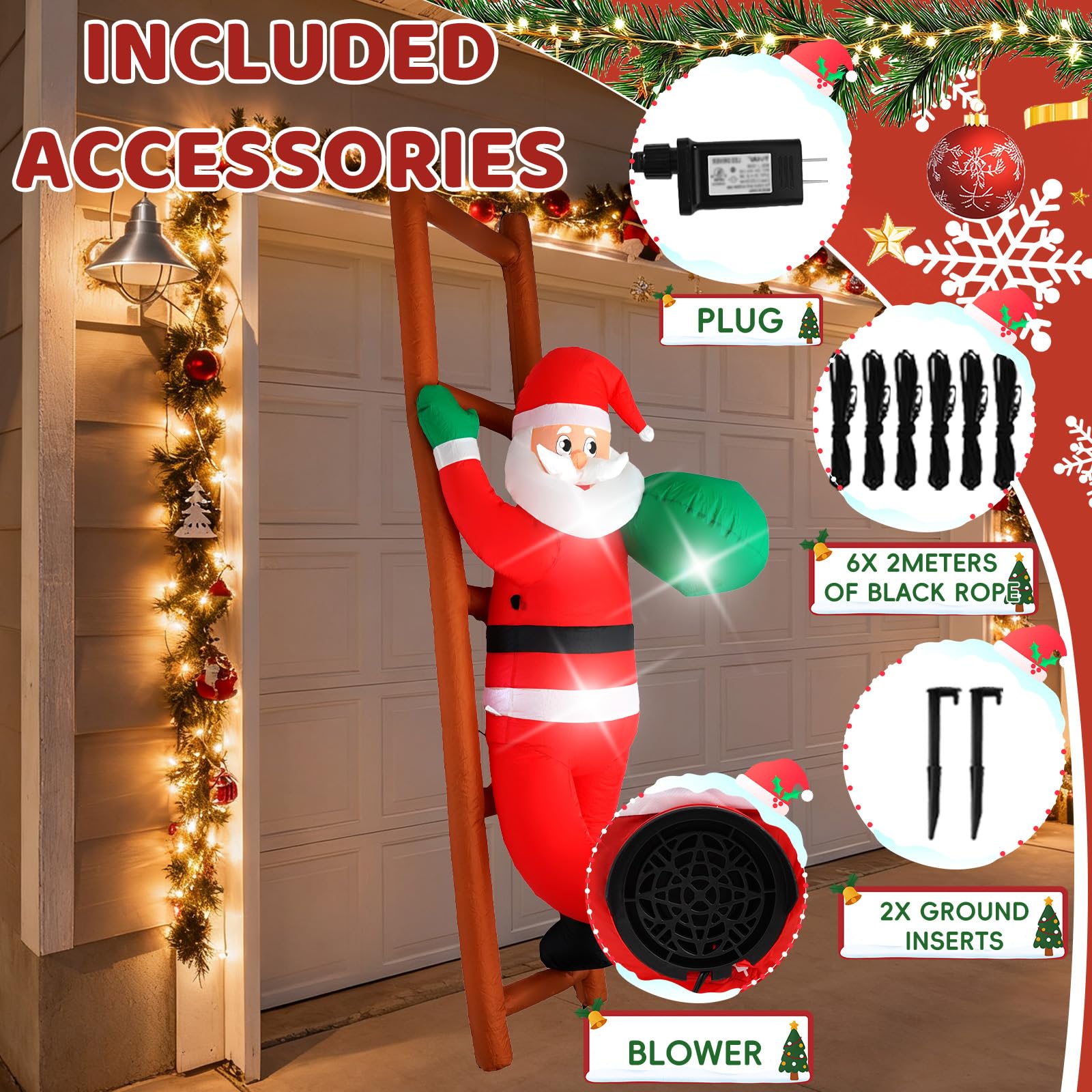 InfleasJoiy inflatable Santa Claus with gift bag