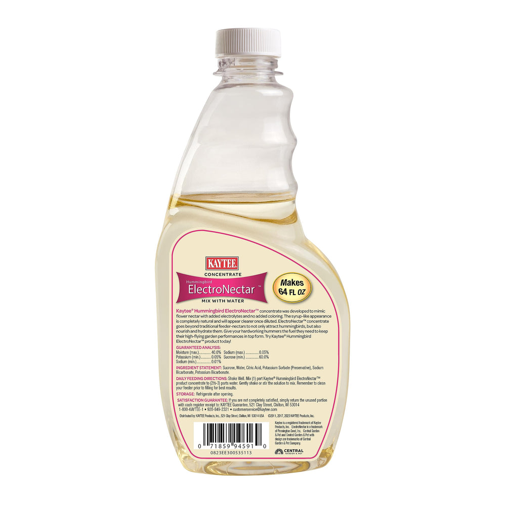 Ingredients list on Kaytee Hummingbird ElectroNectar bottle