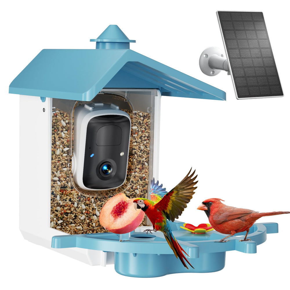 INKCKU Bird Feeder Camera front view with solar panel