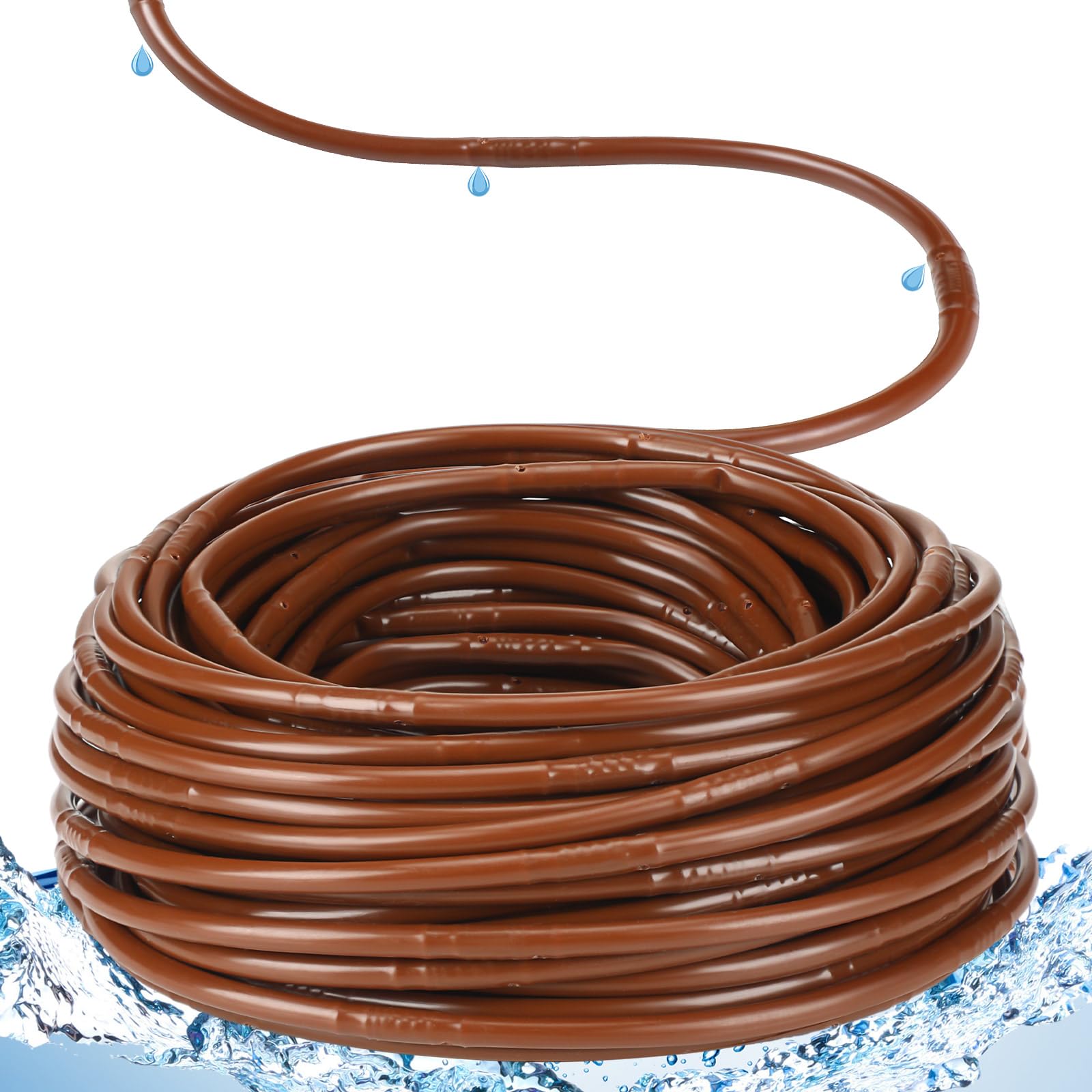 Innconee 150 ft drip irrigation tubing brown front view