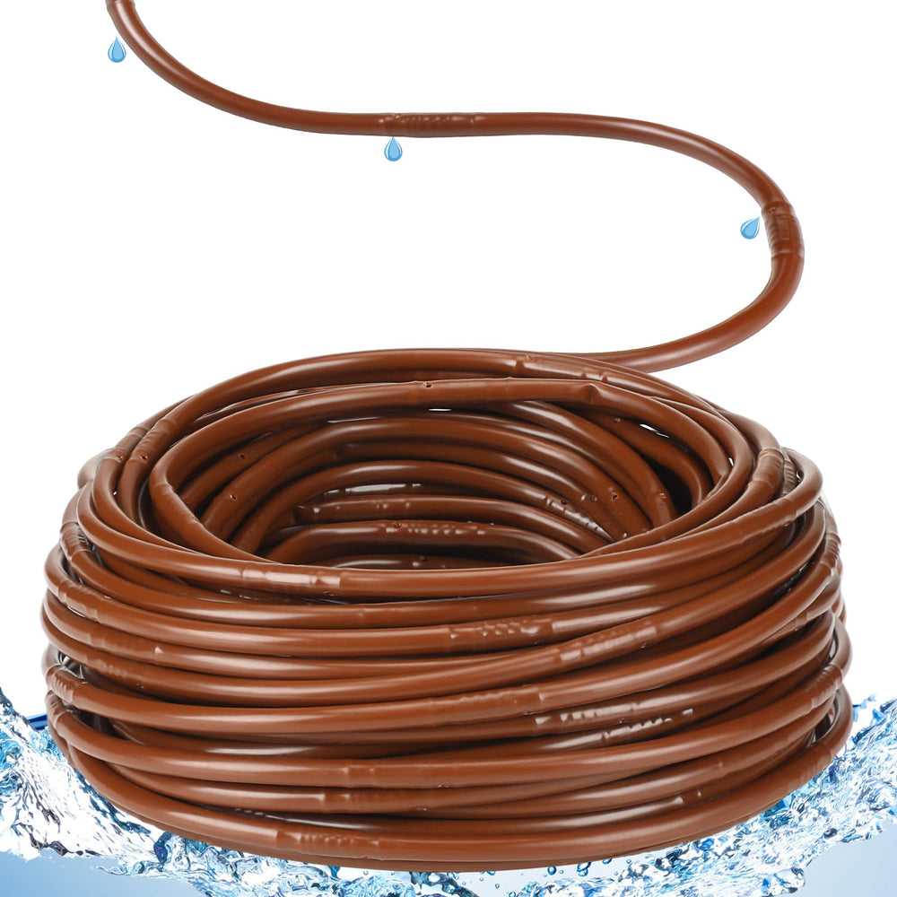 Innconee 250 ft drip irrigation tubing brown with emitters