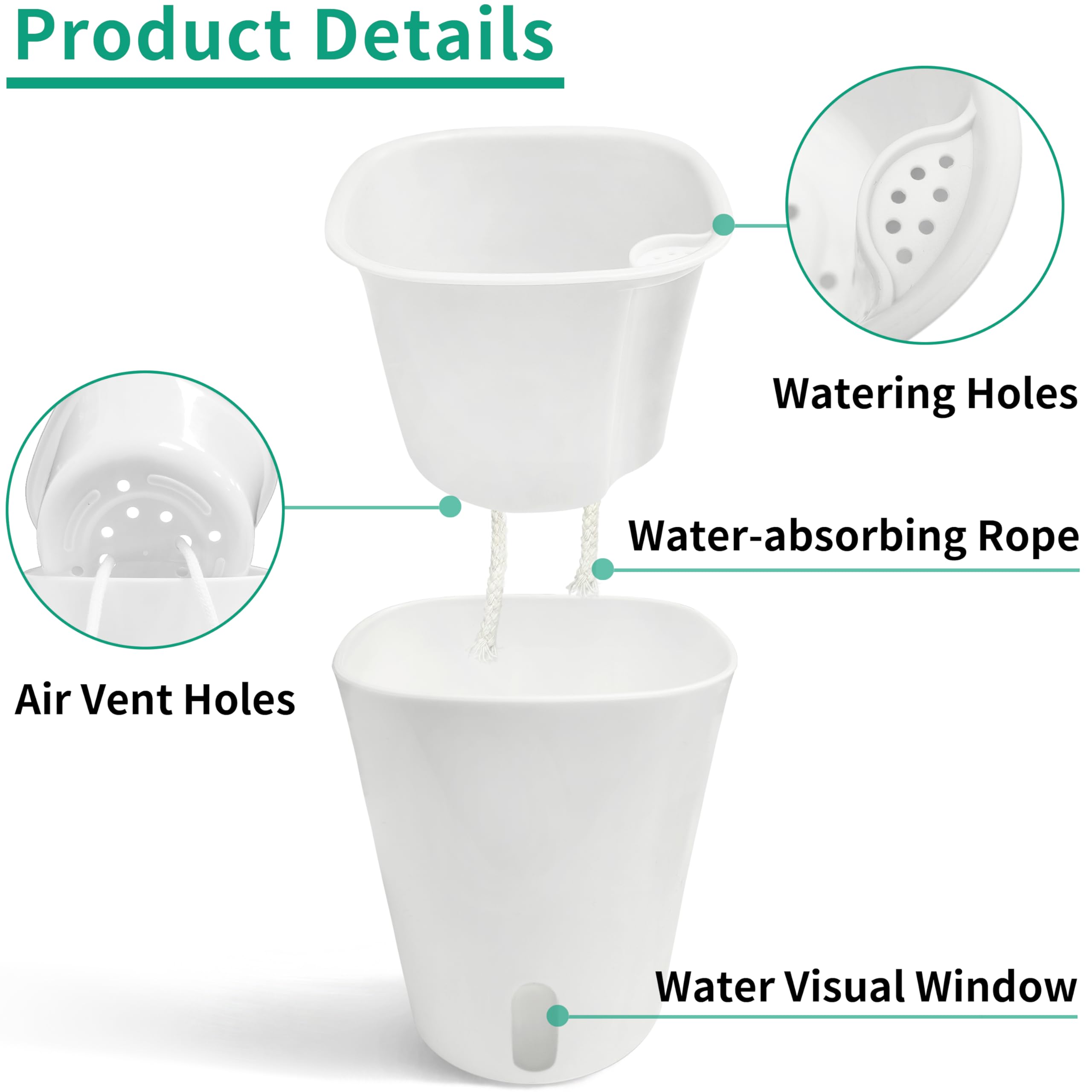 Inner and outer pots of TCBWFY self watering planters