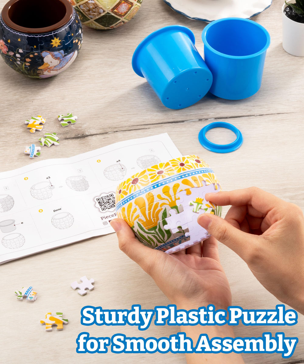 Inner tray of PieceRelax 3D Puzzle Planter displayed on a table