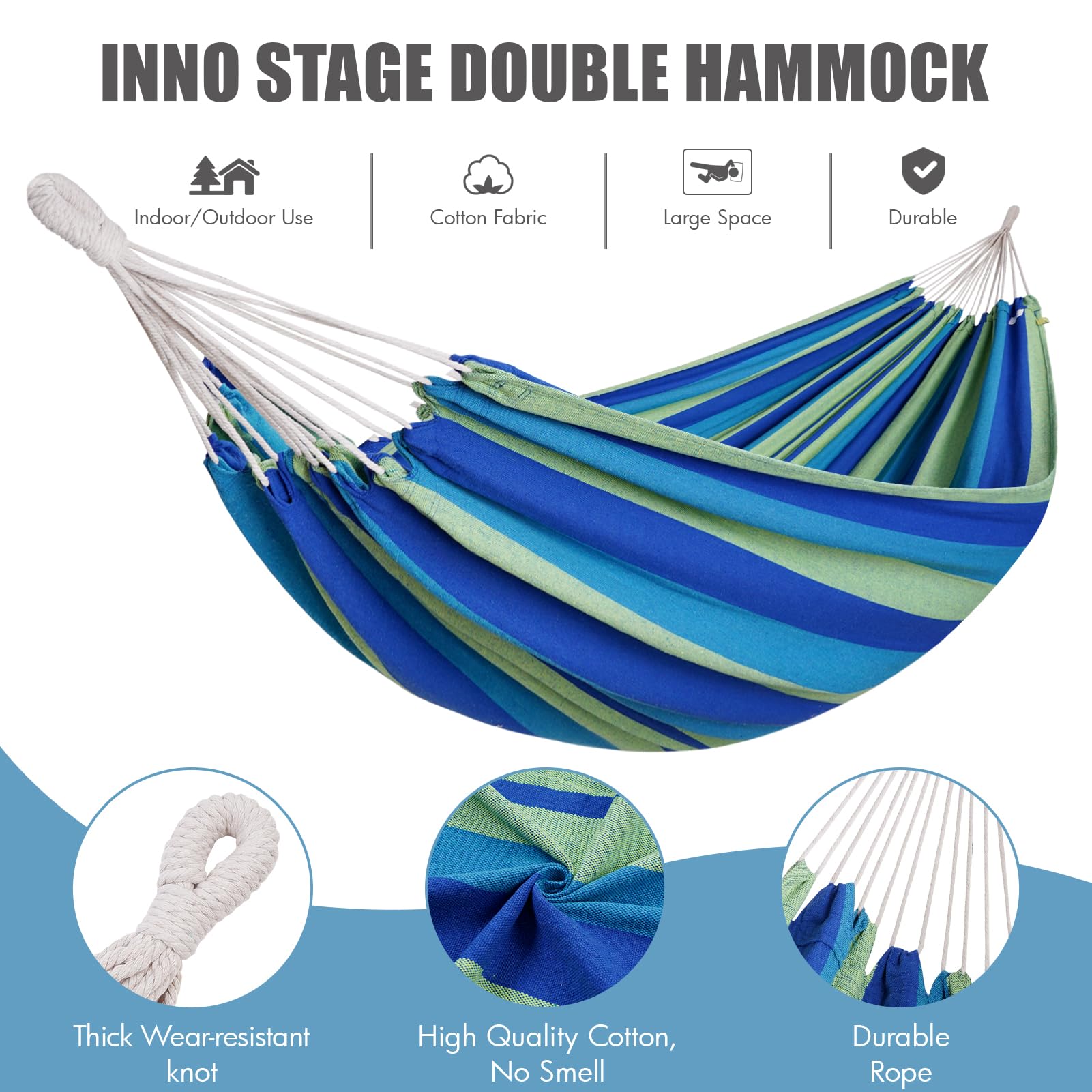 INNO STAGE Double Hammock showing striped design