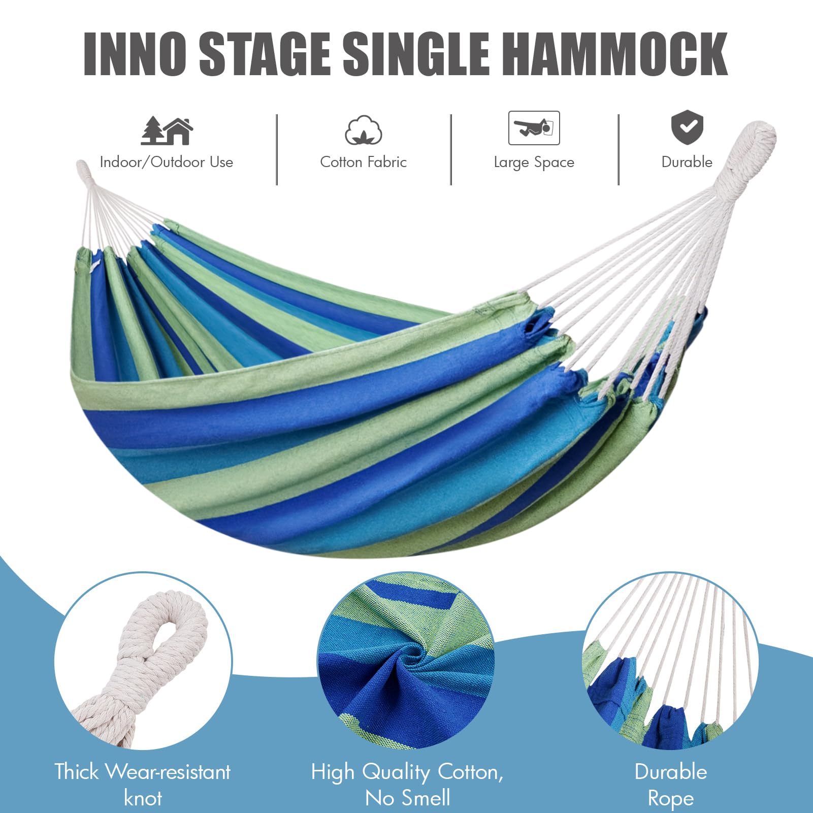 INNO STAGE hammock set up in a garden