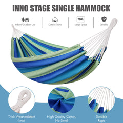 INNO STAGE hammock set up in a garden