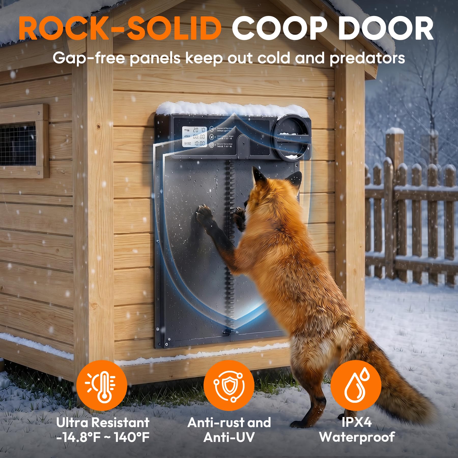INNOLAND Automatic Chicken Coop Door maintenance cover with cleaning brush