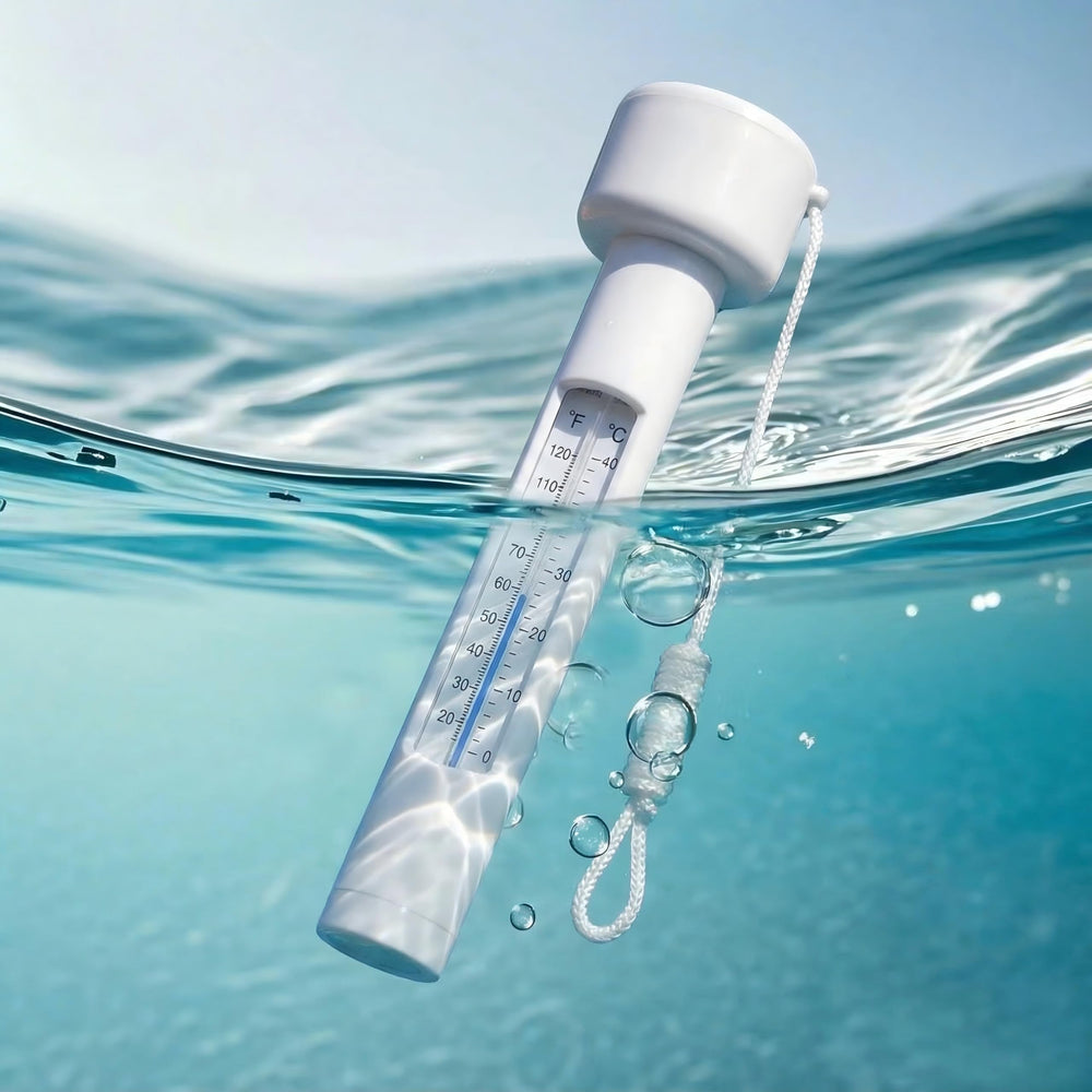 Inpool Floating Pool Thermometer in outdoor setting