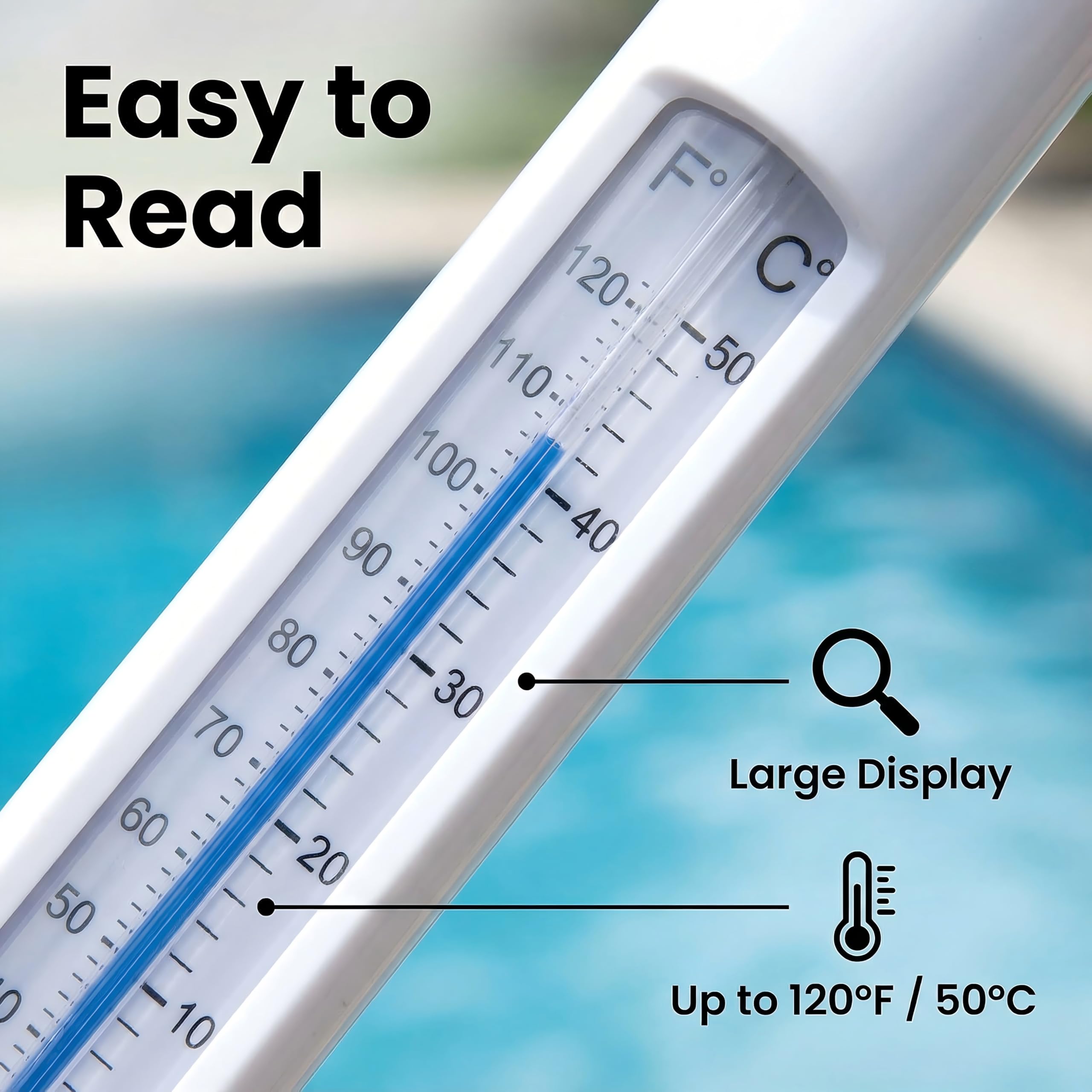Inpool Floating Pool Thermometer with string detail