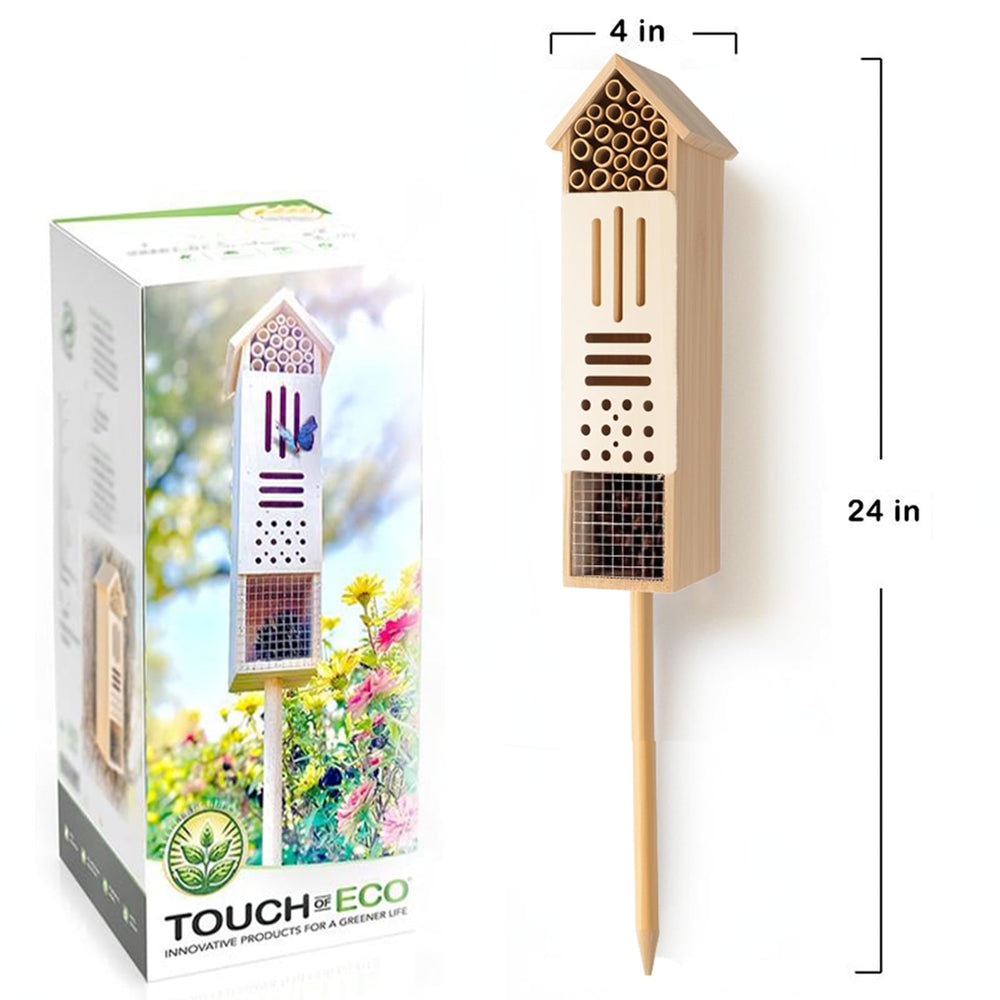 Insect hotel for bees and butterflies in garden