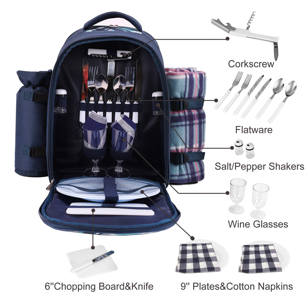 Inside view of Apollo Walker Picnic Backpack with utensils