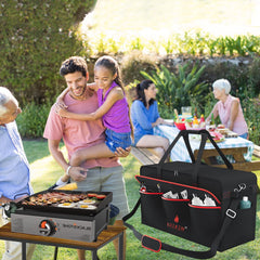 Inside view of EDIBIN Griddle Carry Bag showing straps