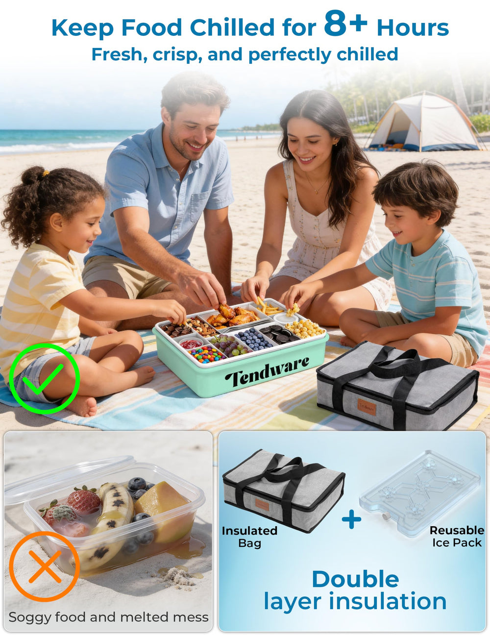 Inside view of TENDWARE LIFE Snackle Box with divided compartments