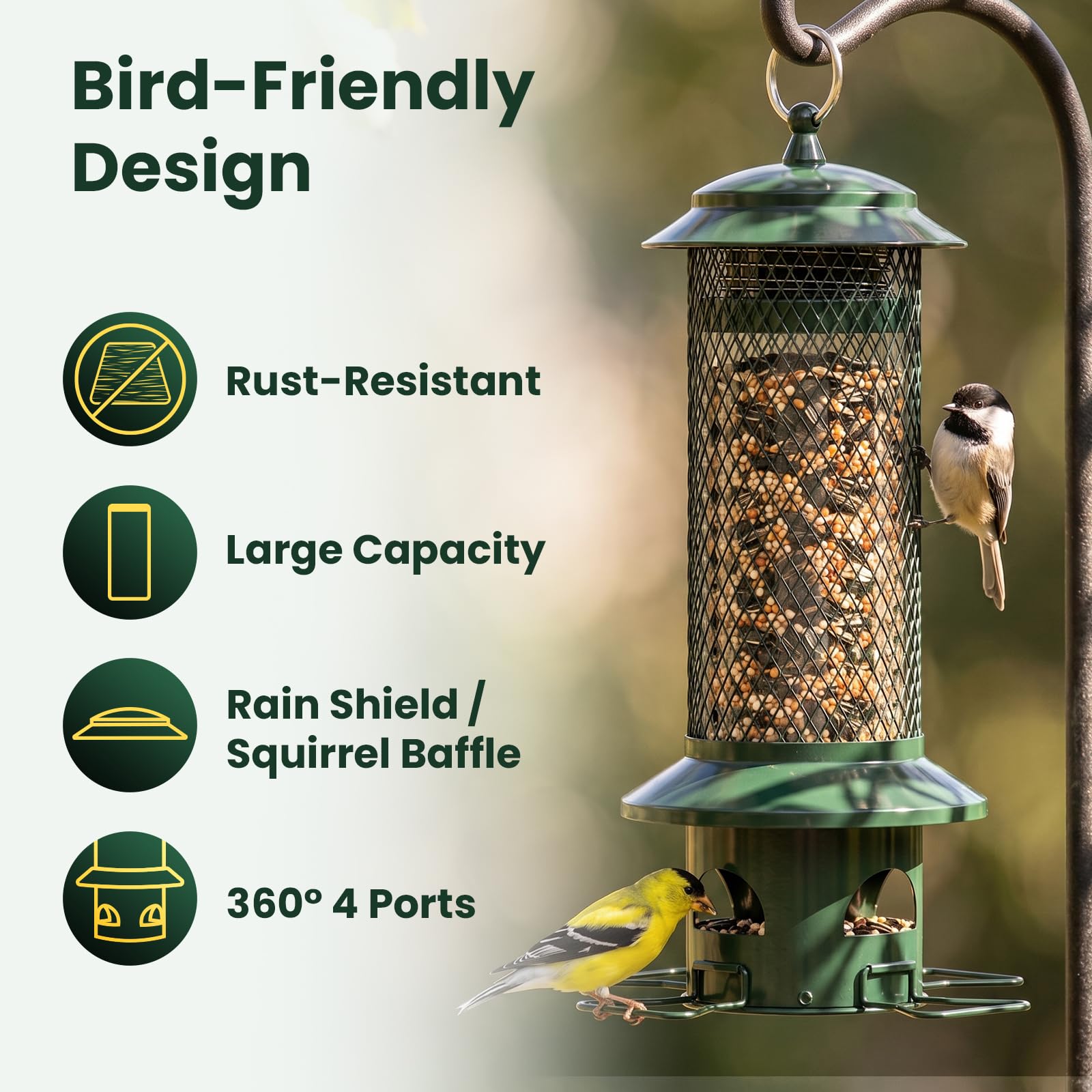 Inside view of WLNYUGS Bird Feeder showing seed capacity