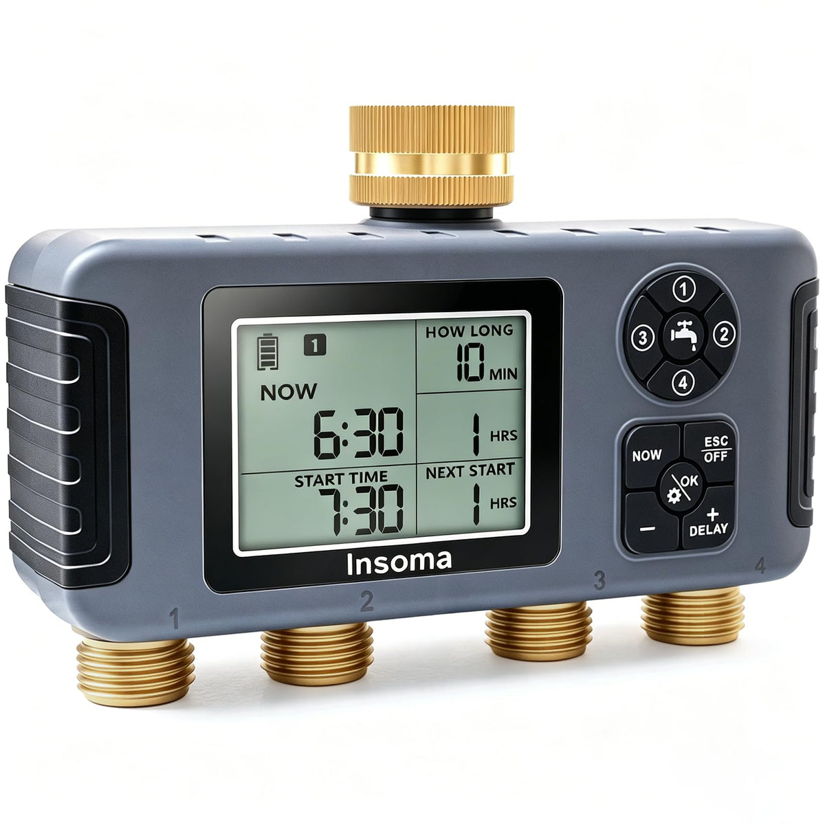 Insoma 4-Zone Water Timer front view with clear display