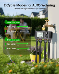 Insoma 4 Zones Sprinkler Timer in use with garden hose