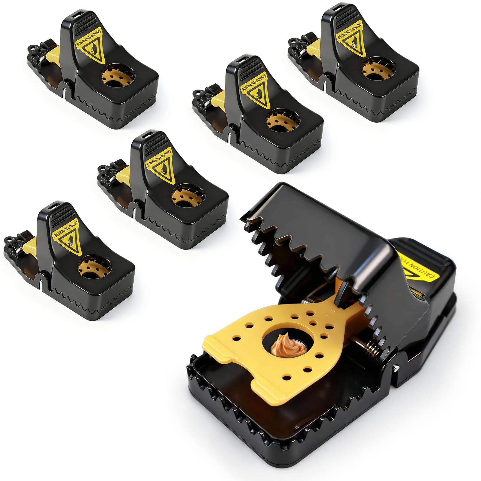 Insoma 6-Pack Mouse Traps front view with black and yellow design