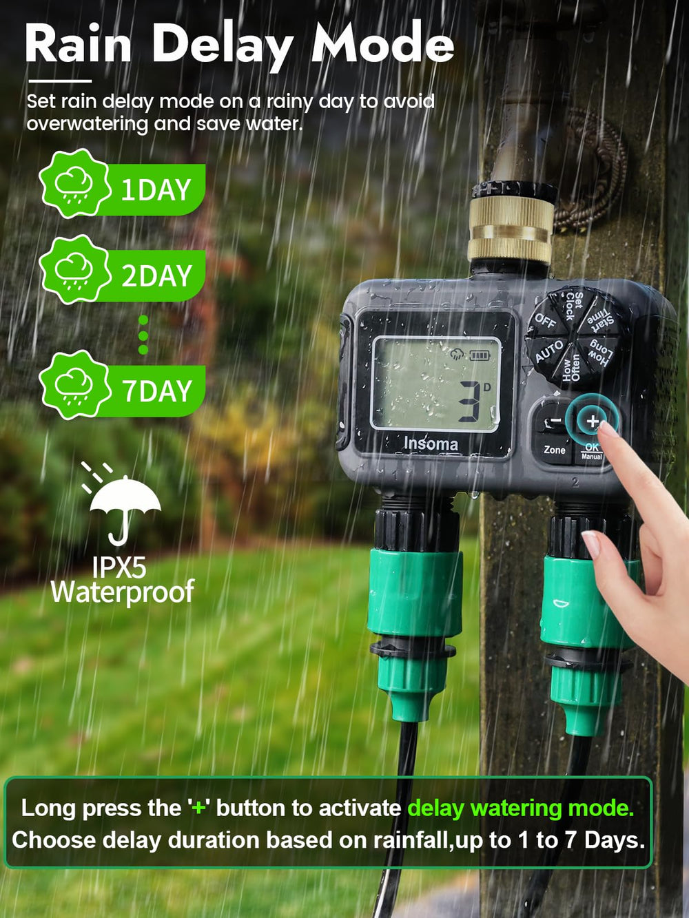 Insoma hose timer with quick-connect fittings
