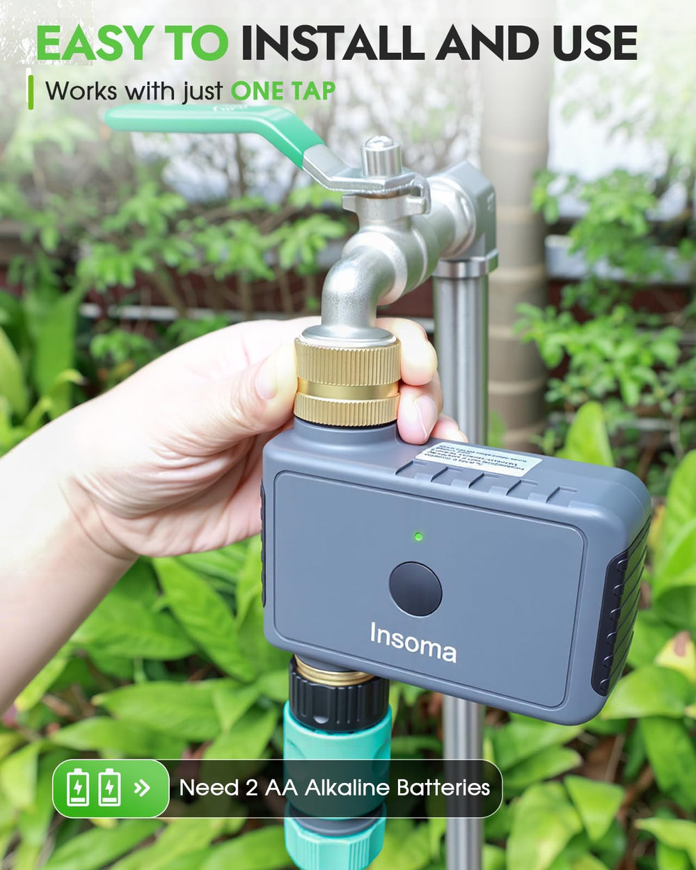 Insoma Remote Control Sprinkler Timer with programming options displayed