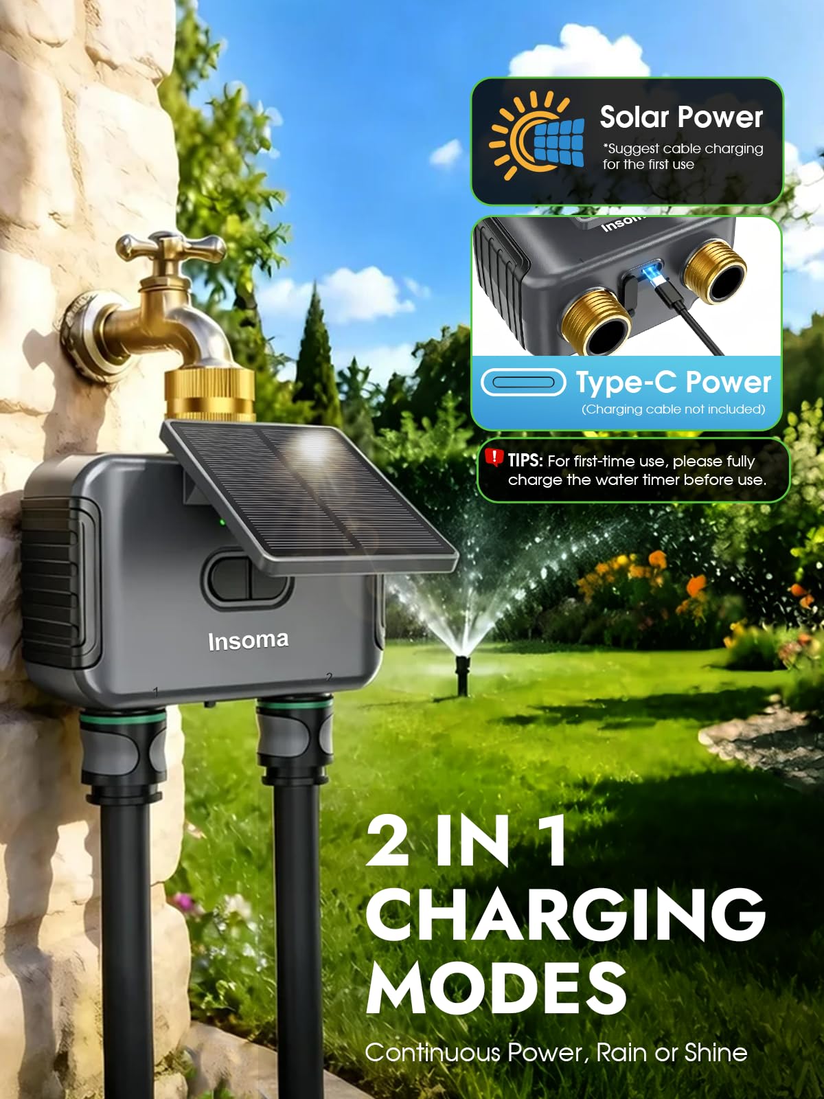 Insoma Solar WiFi Water Timer manual watering feature demonstration