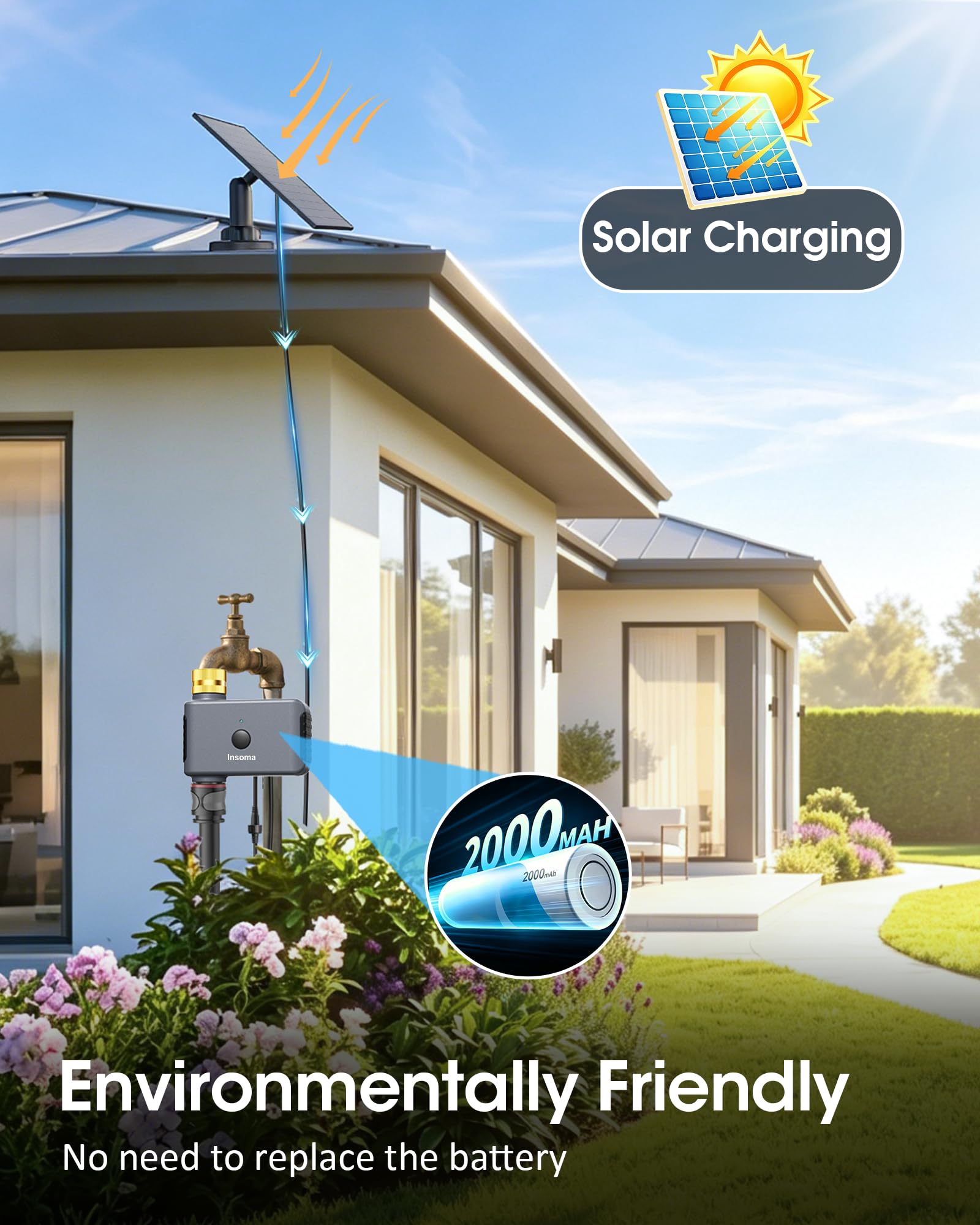 Insoma Solar WiFi Water Timer with Smart Life App interface