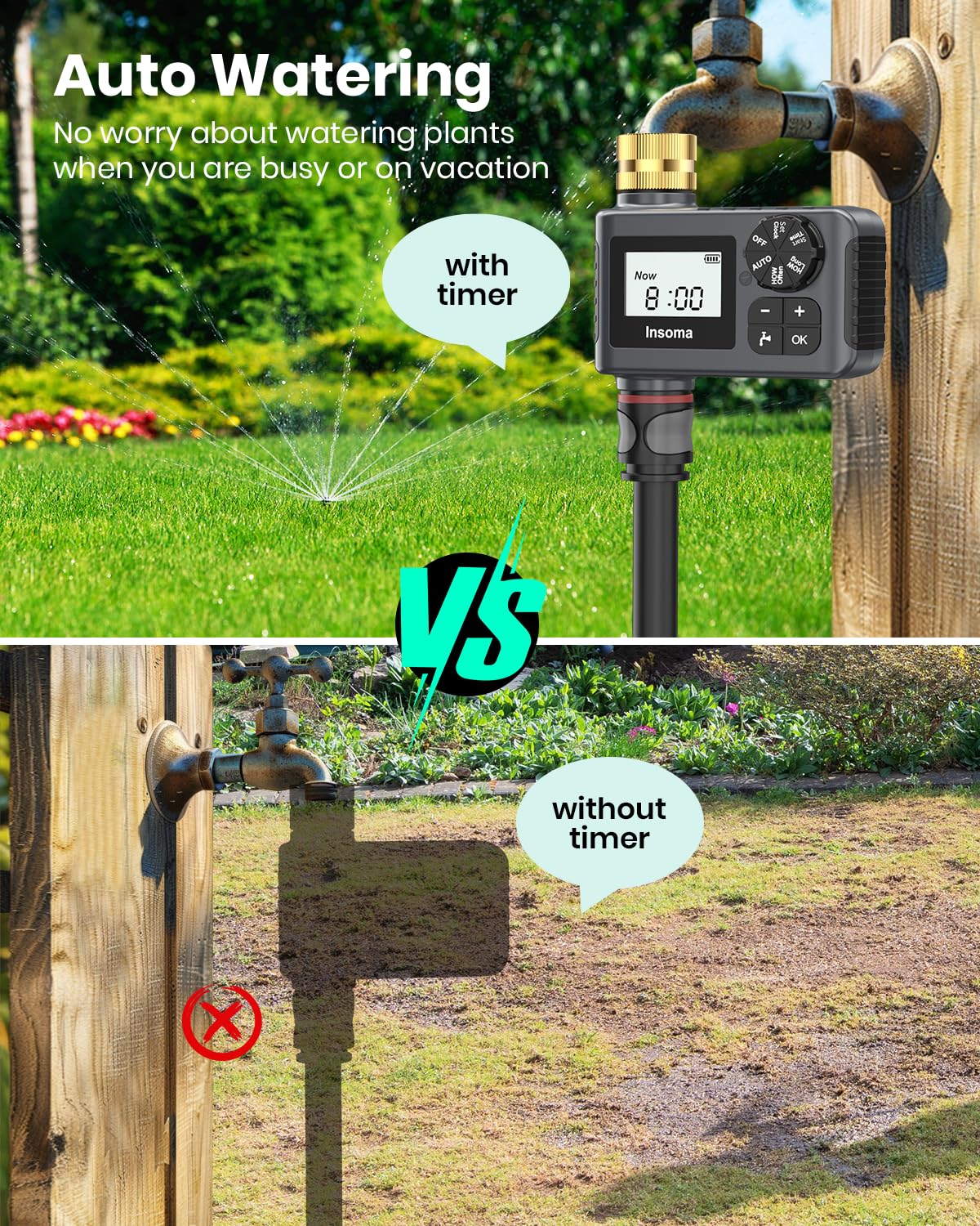 Insoma Sprinkler Timer LCD display close-up