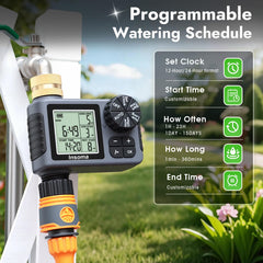 Insoma Sprinkler Timer side view showing brass inlet