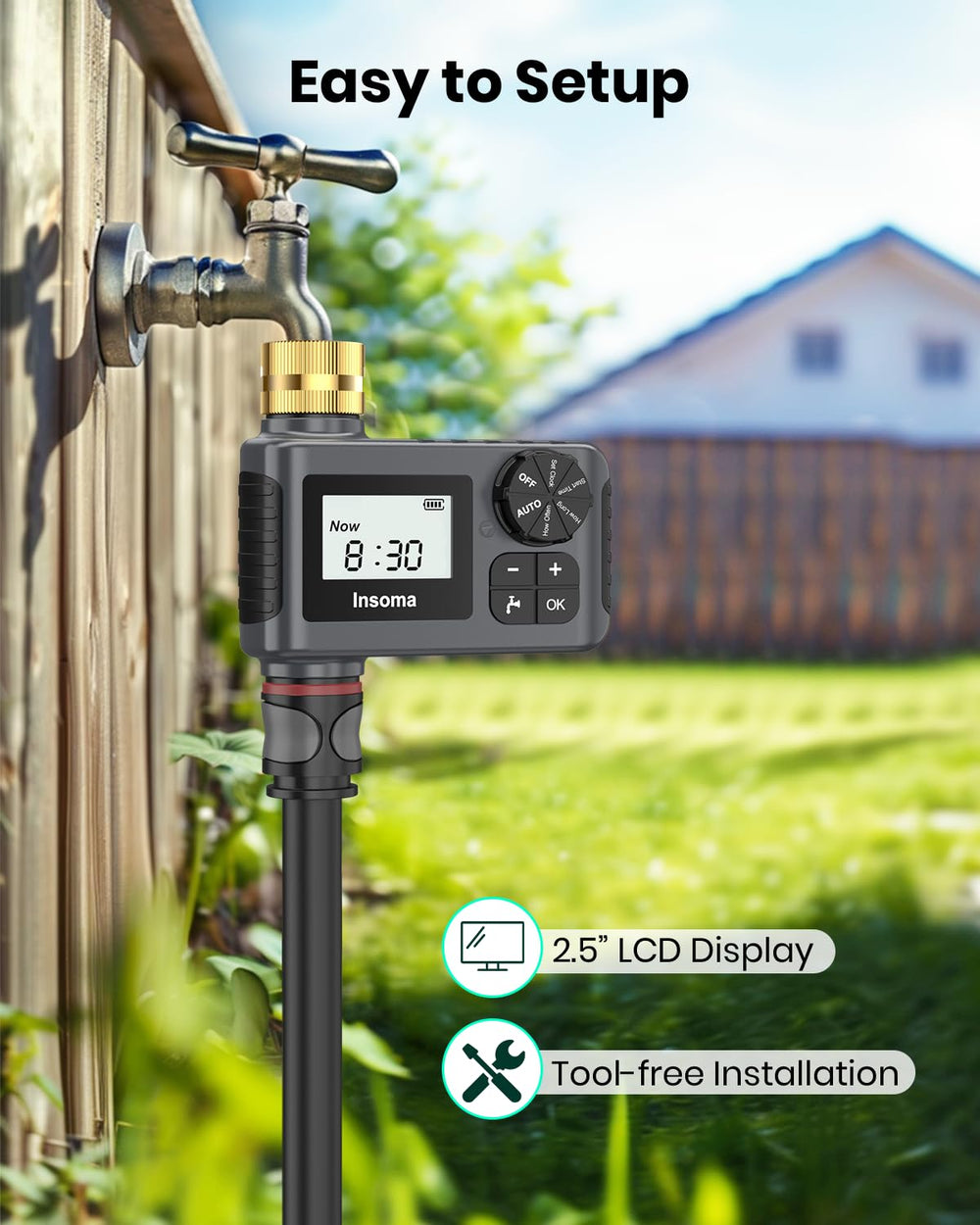 Insoma Sprinkler Timer with child lock feature activated