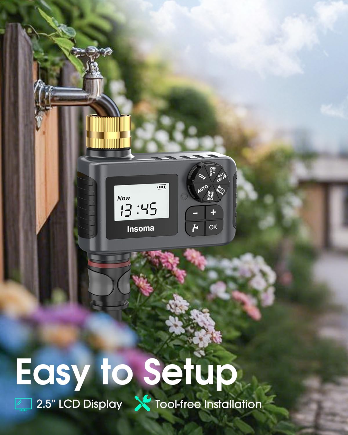 Insoma Water Timer battery compartment open for battery installation