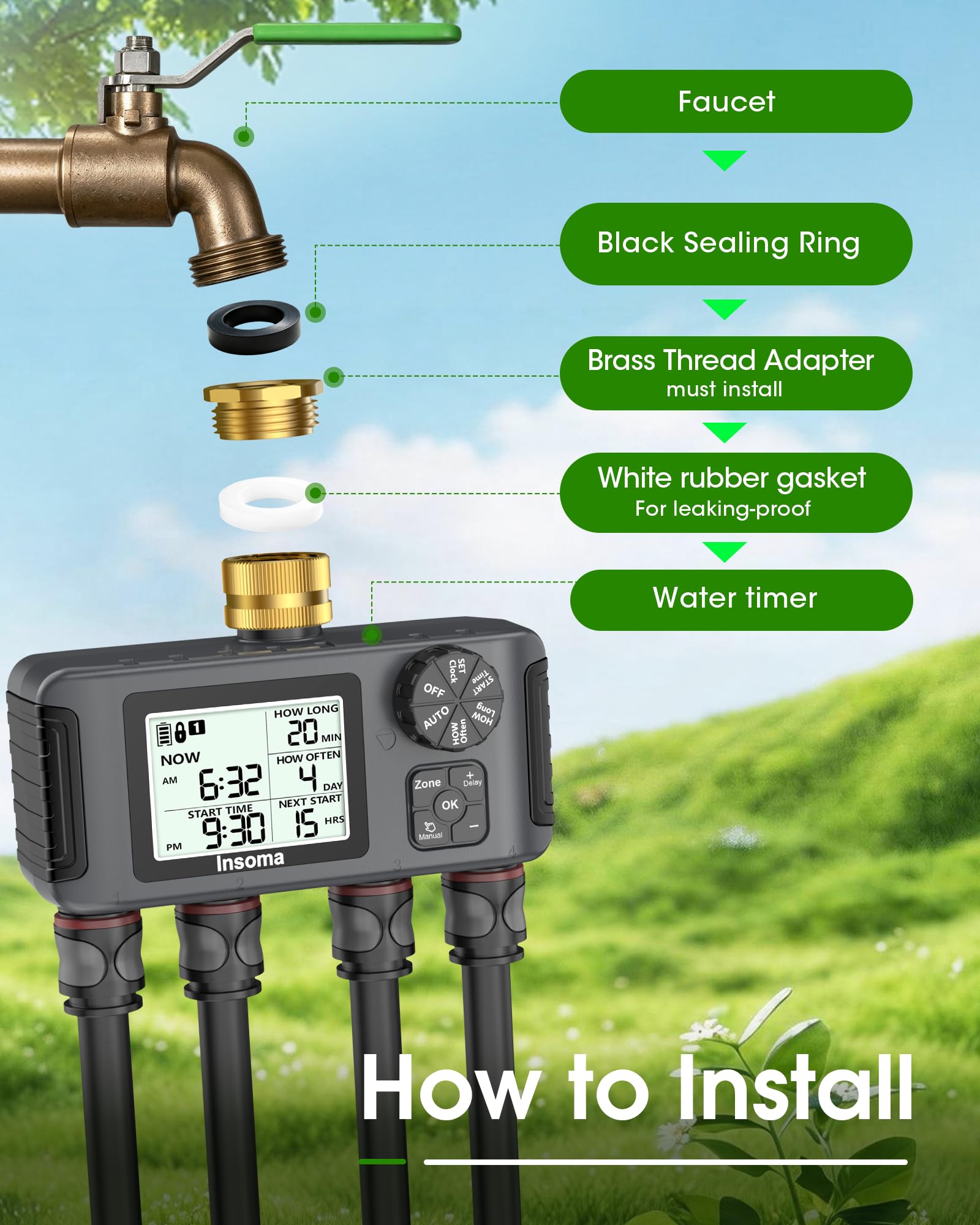 Insoma Water Timer displaying watering schedule