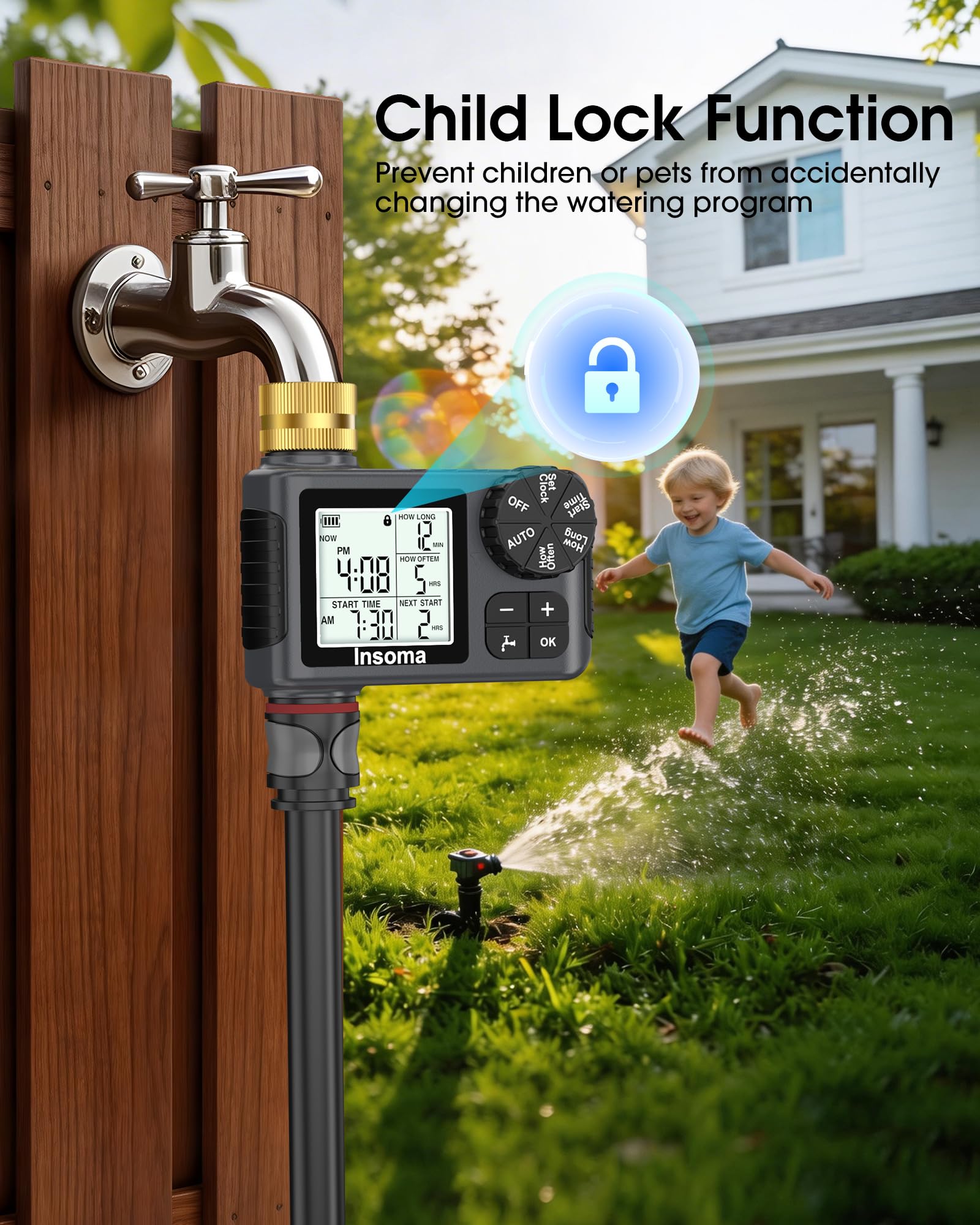 Insoma Water Timer in outdoor garden setting