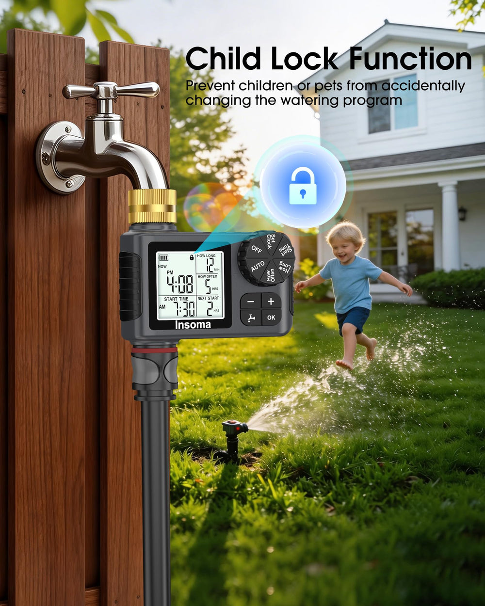 Insoma Water Timer in outdoor garden setting