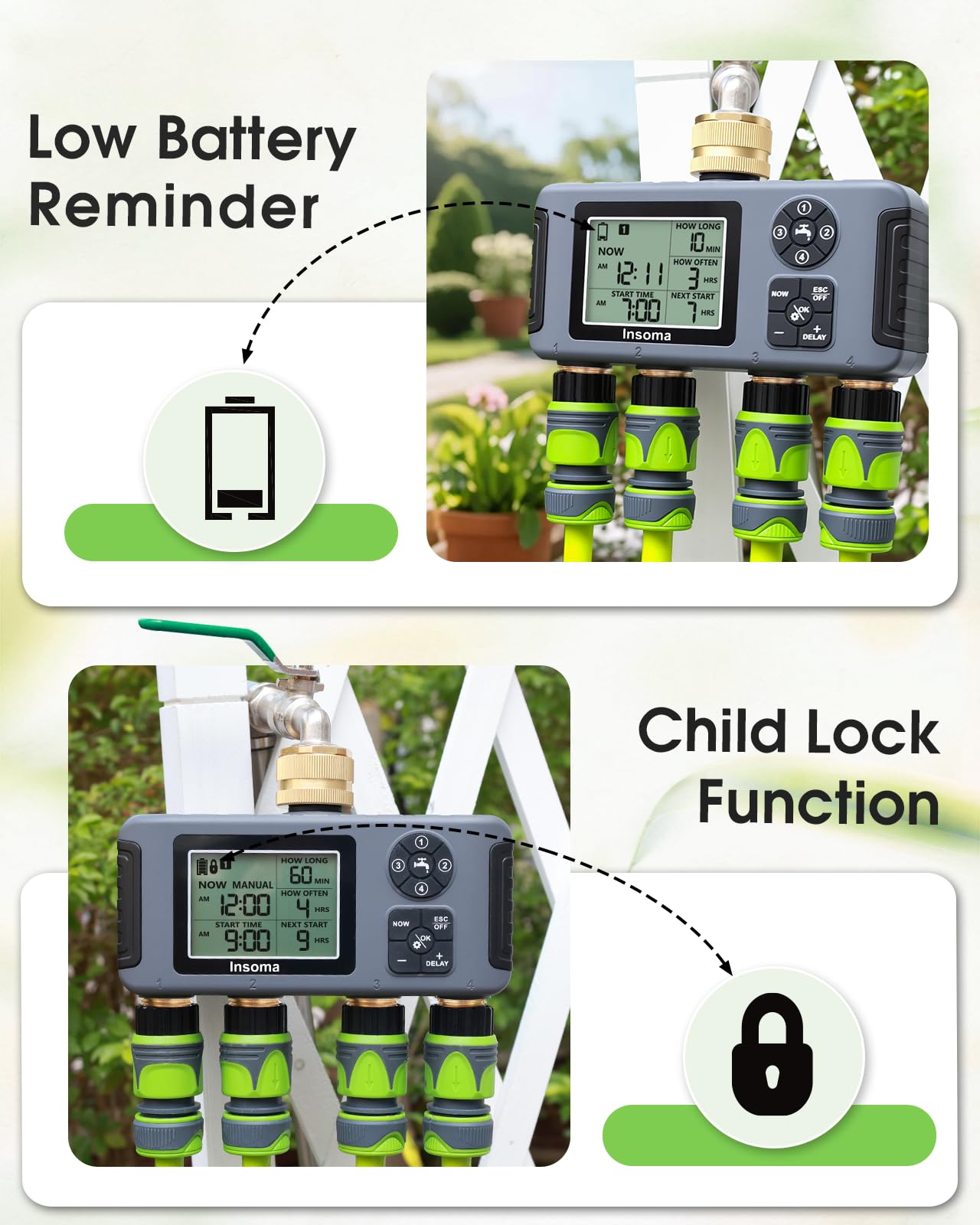Insoma Water Timer in outdoor weather conditions