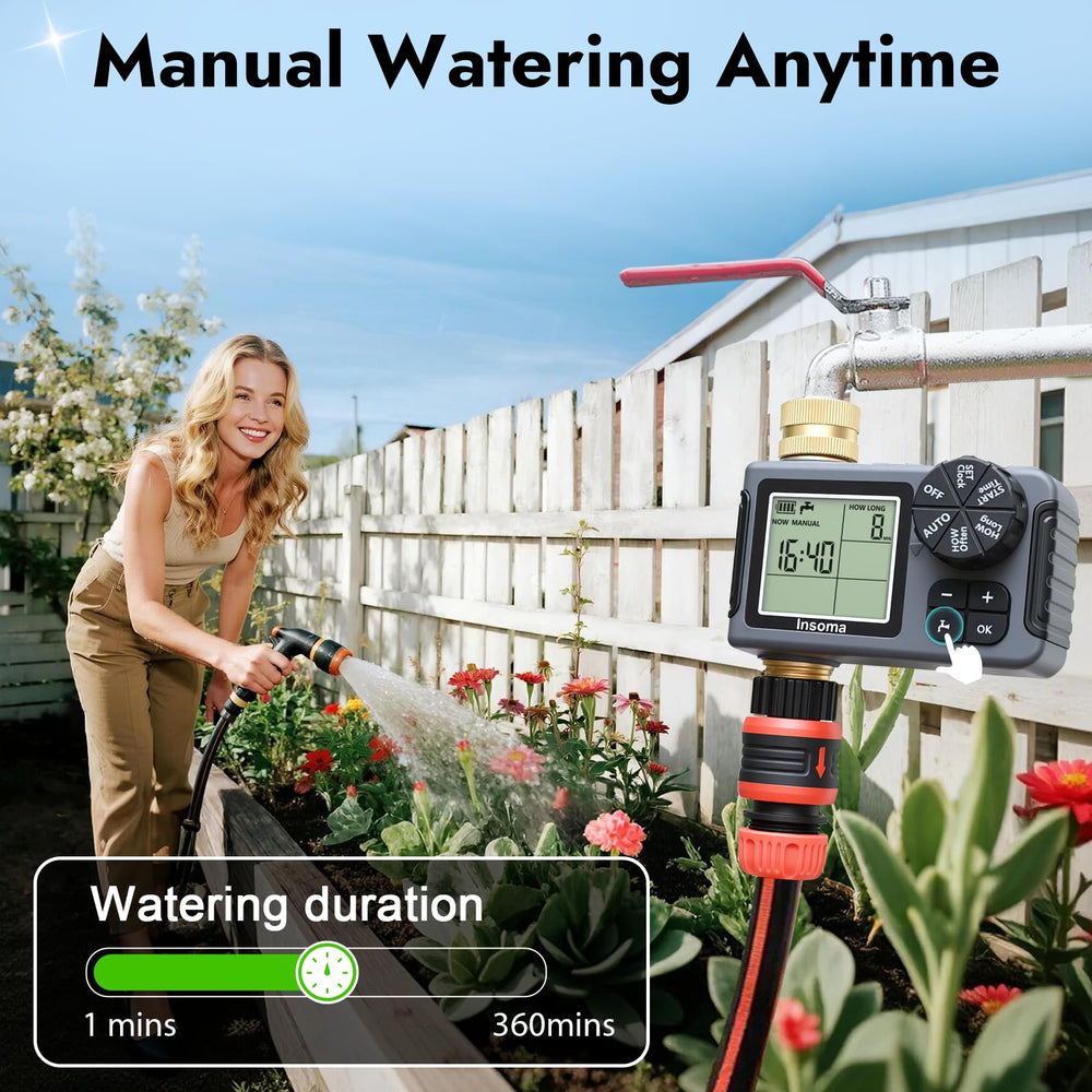 Insoma Water Timer installed on garden hose
