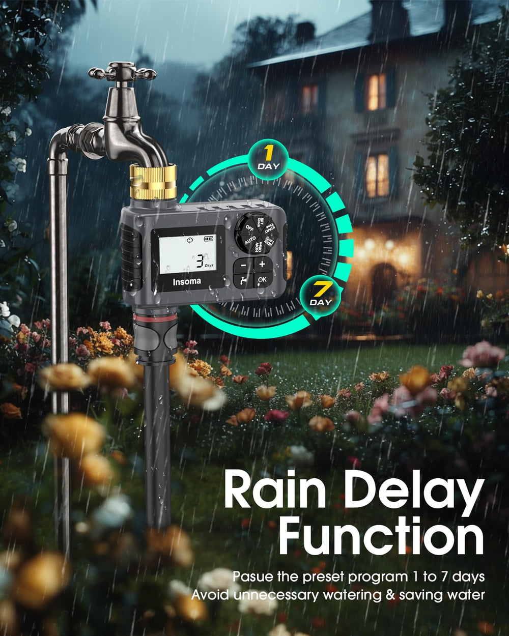 Insoma Water Timer packaged with instructions