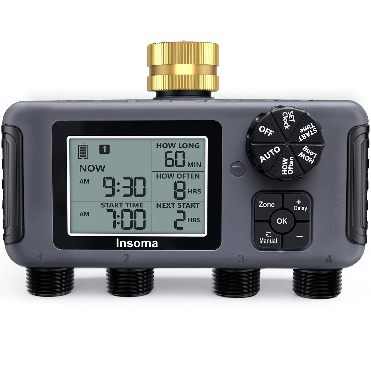 Insoma Water Timer with 4 outlets front view