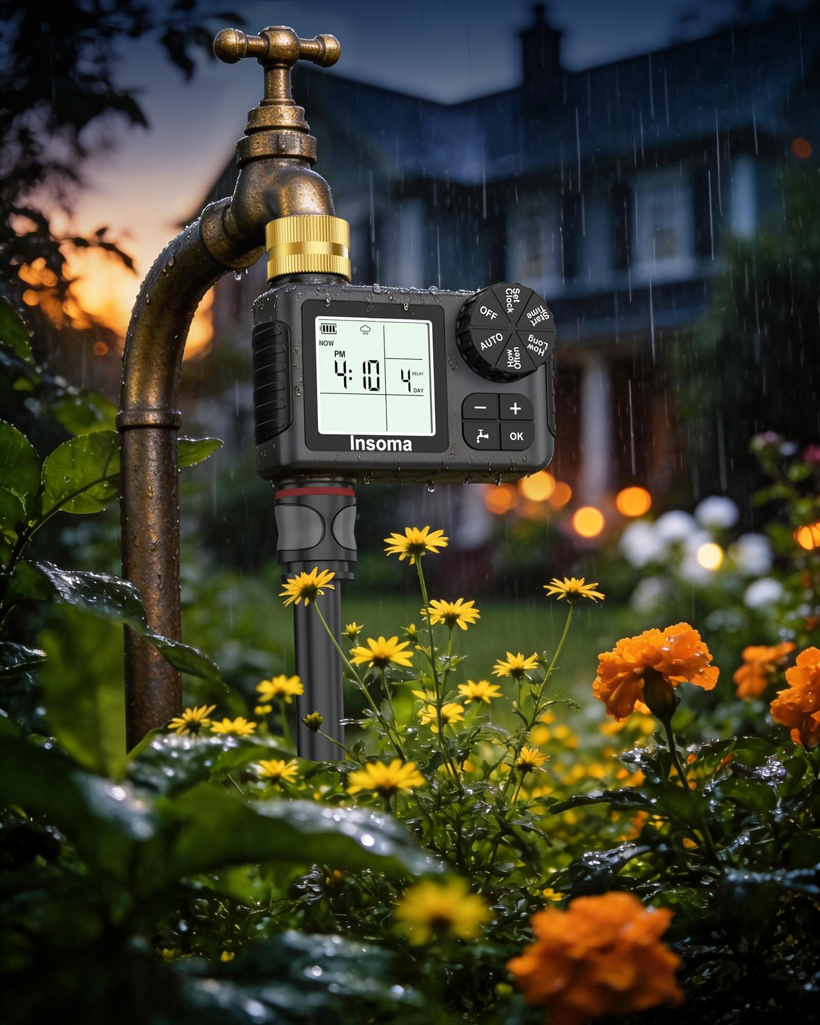 Insoma Water Timer with battery compartment open