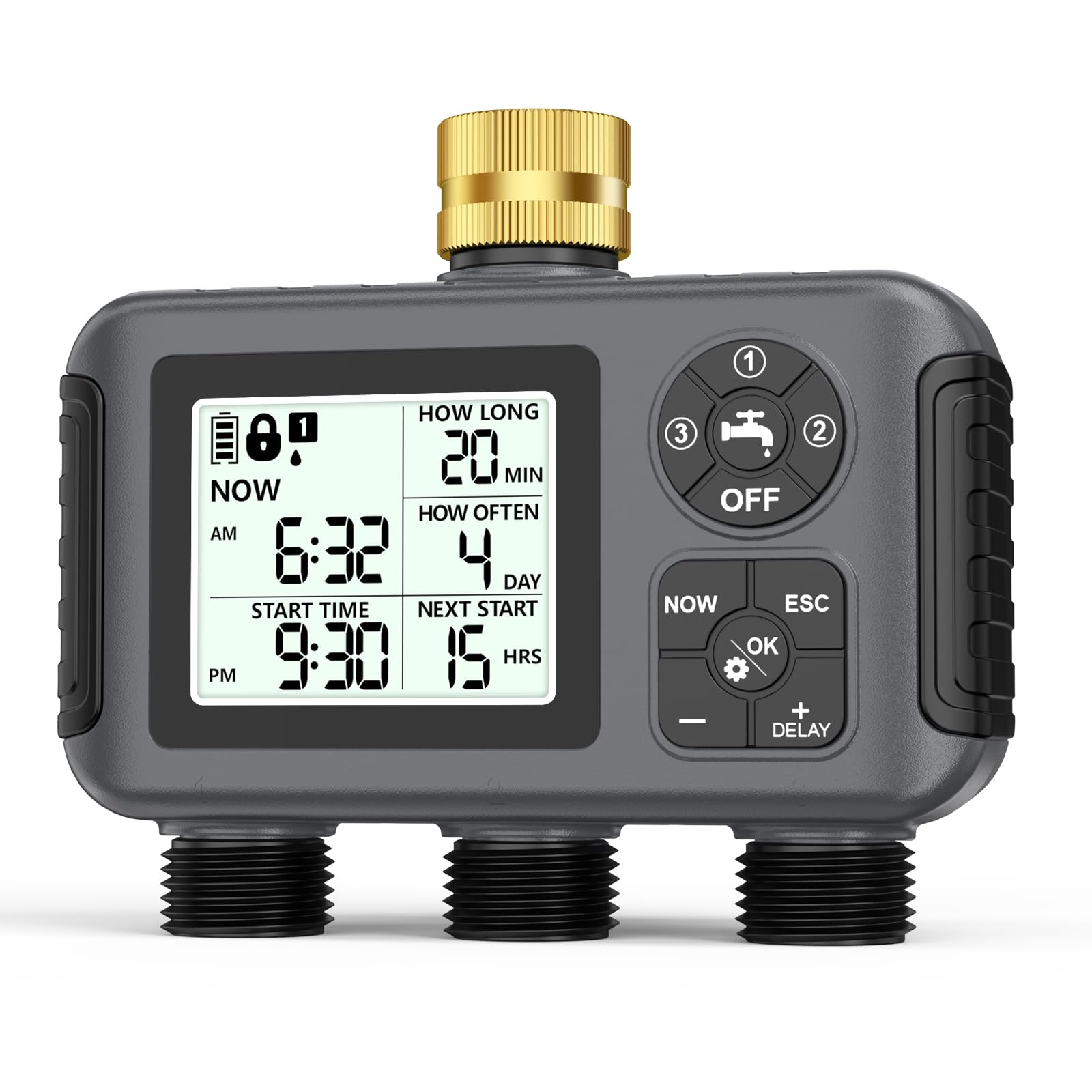 Insoma Water Timer with brass inlet front view