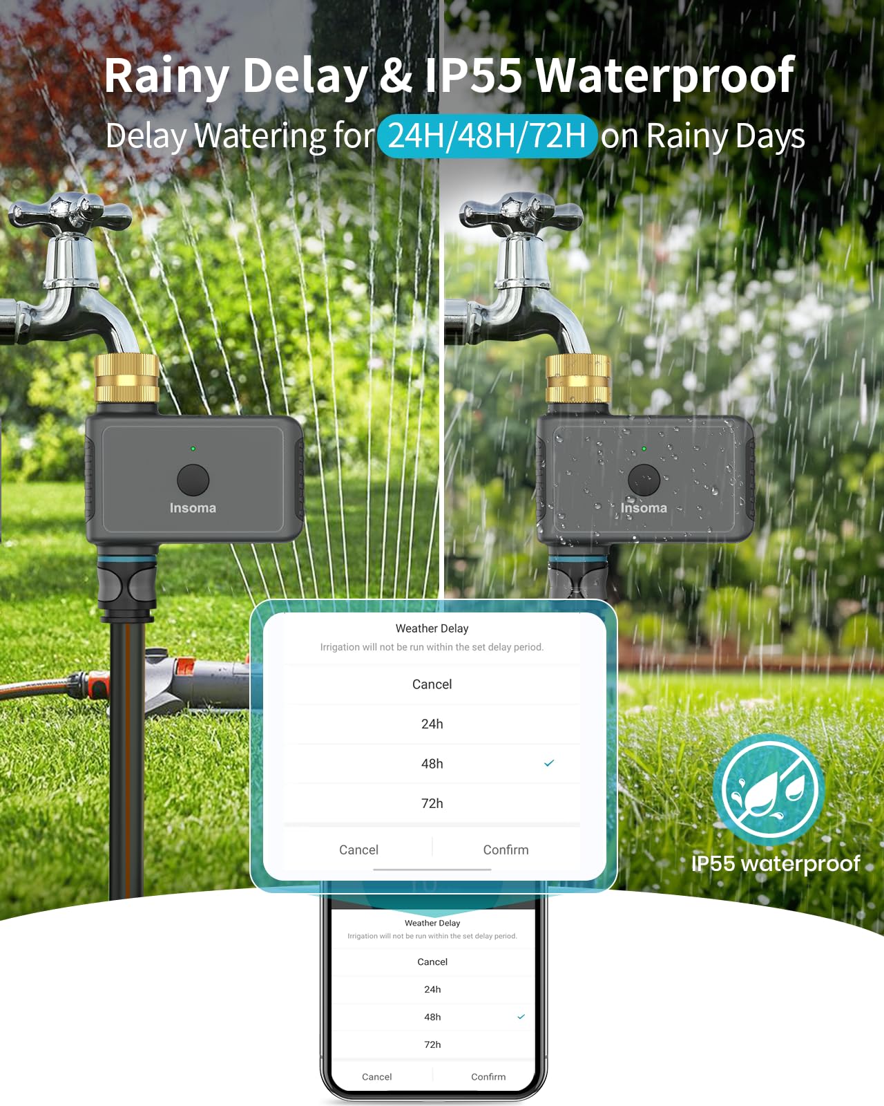 Insoma WiFi Hose Timer irrigation modes settings