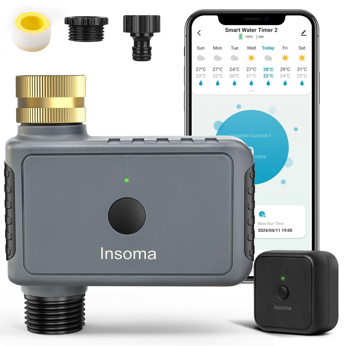 Insoma WiFi Water Timer black model front view