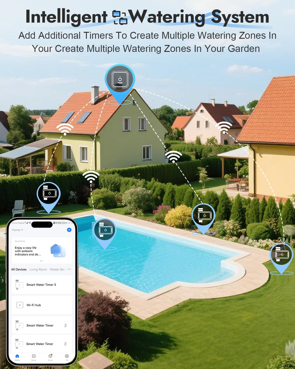 Insoma WiFi Water Timer in a garden setting