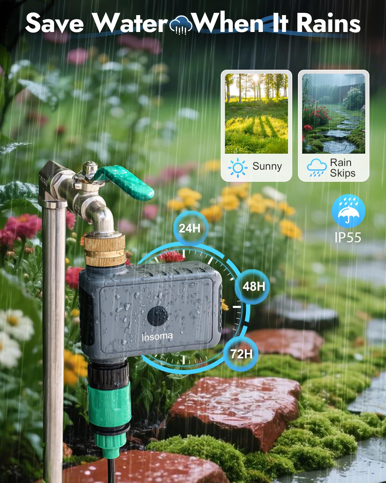 Insoma WiFi Water Timer packaging design