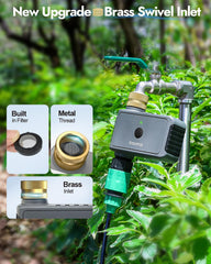 Insoma WiFi Water Timer side view showing brass inlet