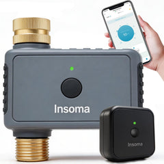 Insoma WiFi Water Timer with brass fittings and black casing
